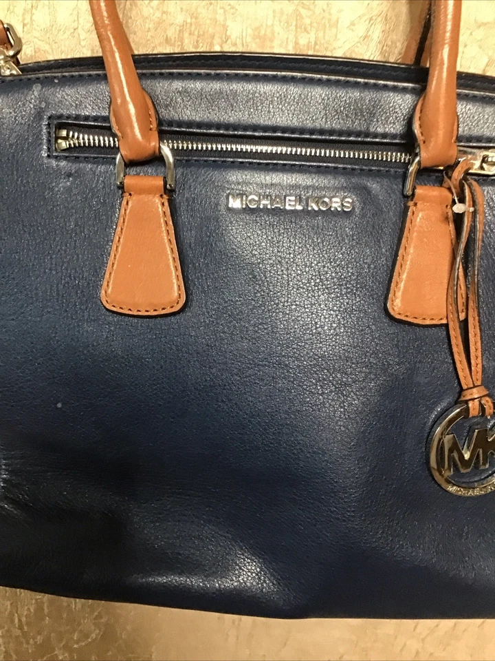 Bolso de Mano MK MICHAEL KORS Clásico Sutton Bloques de Color Azul Crema GRANDE Foto 3 de 4