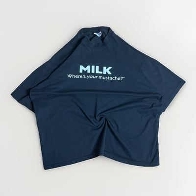 #ad Vintage Y2K Milk Promo T Shirt Men#x27;s XL Black Where#x27;s Your Mustache USA Dairy $50.00