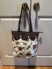 Longaberger Fabric Handbag Reversible Outer liner Christmas Design.