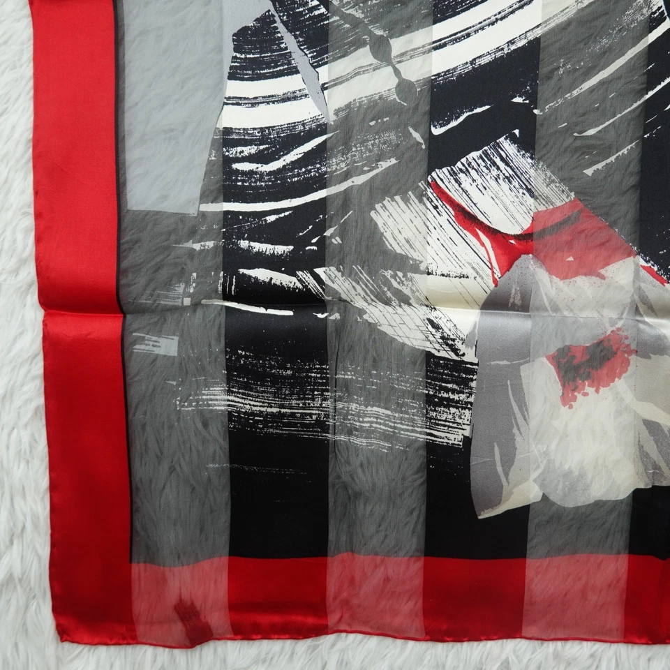 PIERRE BALMAIN красный цветок искусства шелковый шарф шарфы 33 «X 34» P793 - Изображение 4 из 4