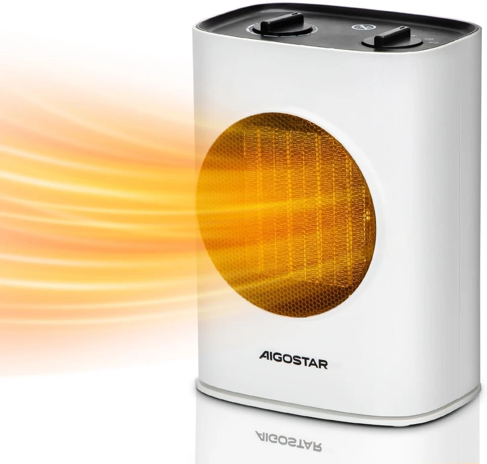 AIGOSTAR DAVID TERMOVENTILATORE STUFA 90° OSCILLANTE CALDOBAGNO 1800WATT