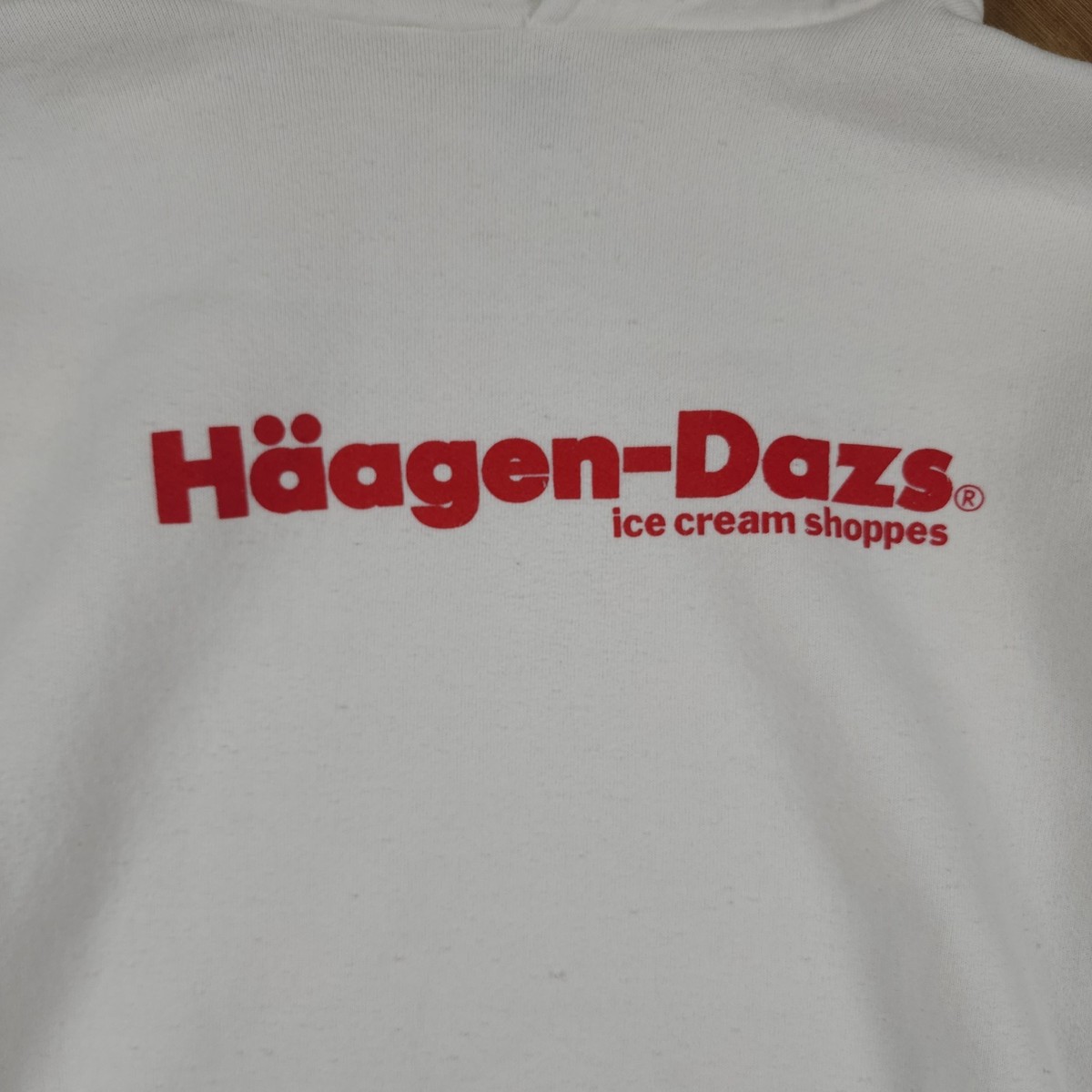 Vintage Haagen Dazs Ice Cream Hoodie Mens XL White Russell