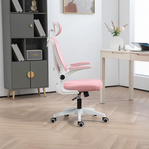 Executive Office Chair with Mesh Backrest Flip-Up Armrests Swivel Computer Chair - Picture 43 of 72