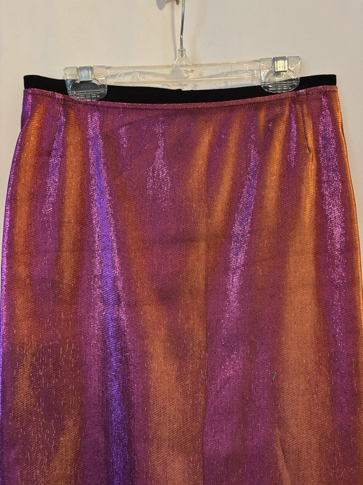 Falda Dries Van Noten 4 Lápices Hasta la Rodilla Metálica Rosa Brillo Vacaciones Foto 3 de 4