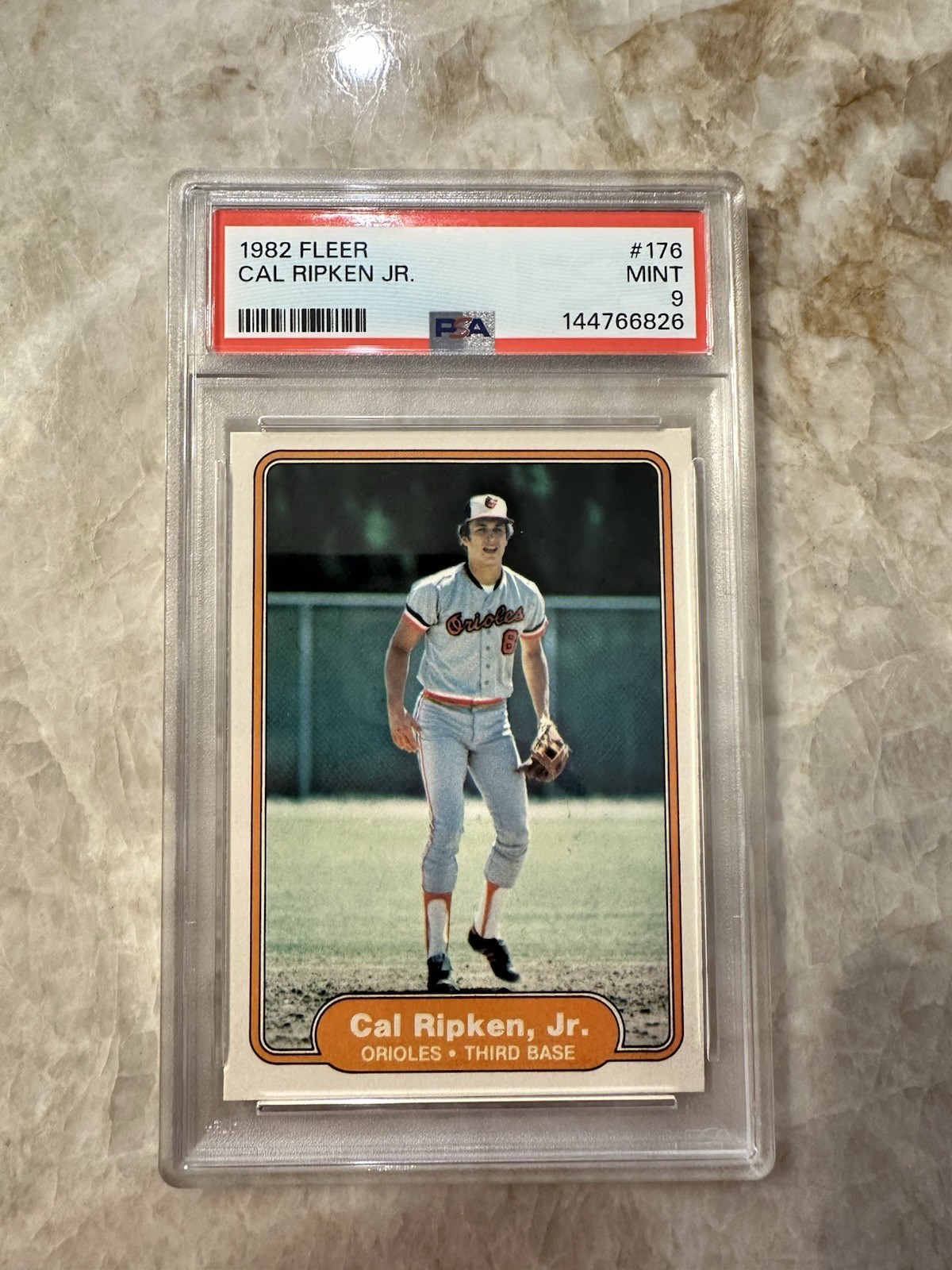 1982 Fleer - Cal Ripken #176 (RC) Baltimore Orioles PSA 9 MINT Card Rare HOF view 1