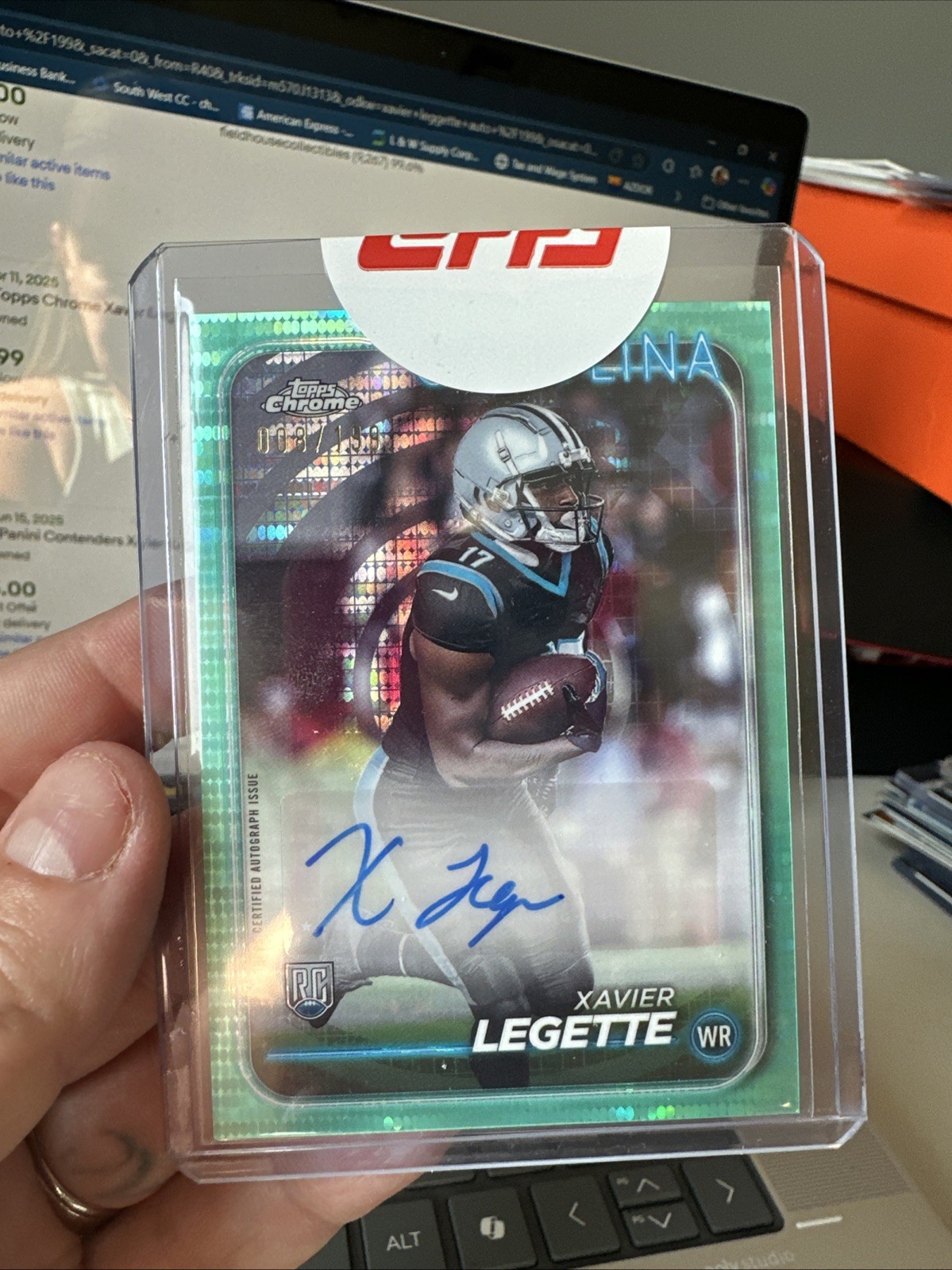 2024 Topps Chrome Rookie Auto Xavier Legette #RA-XLE Aqua Refractor /199 (RC, AU