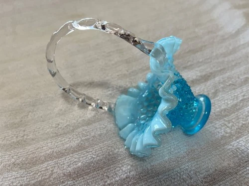 Fenton Blue Opalescent Hobnail 6" Basket