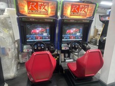 SEGA R TUNED ORIGINAL TWIN SIT DOWN RACING ARCADE MACHINE WORKING