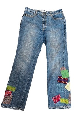 Colorful Patchwork Jeans Size 12 - Stretch - High Rise