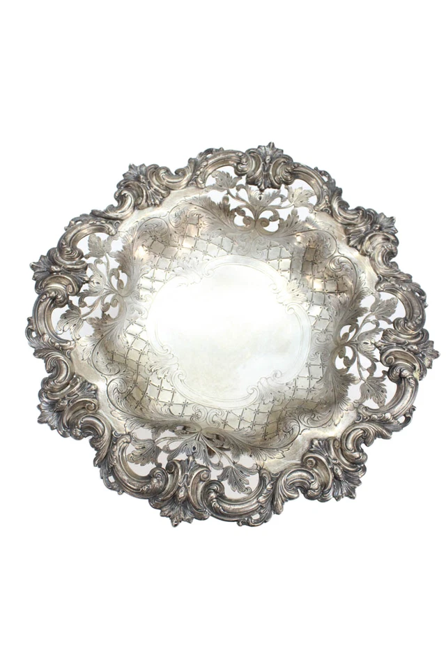 Plato con patas de filigrana adornado pedestal plateado enchapado en plata unisex de diseñador para adultos Foto 2 de 4