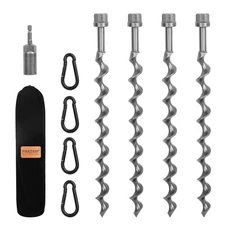 11.5" Ground Anchors Screw-in, 4-Pack Heavy Duty Tent Stakes with Carabiners ...