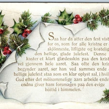 c1910s Oslo, Norway Christmas Holly Berry Pine Spruce Religious Message A358