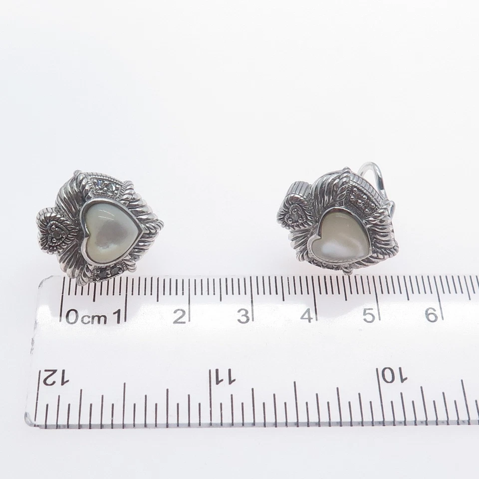 JUDITH RIPKA 925 纯银真拖把 & C Z 心形欧米茄背耳环 — 第 3/4 张图片