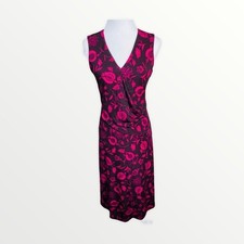 Ann Taylor Purple Floral V-neck Sleeveless Twist Front Drape Midi Dress NWT
