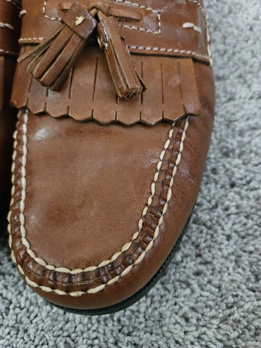 Chaps Mens Kiltie Tassel Loafers Dress Shoes Brown Leather Slip On Size 12M - Picture 18 of 19