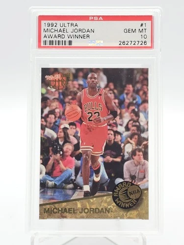 MICHAEL JORDAN 1992-93 FLEER ULTRA AWARD WINNER BASKETBALL #1 BULLS PSA 10 Q5413