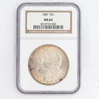 1887 $1 MORGAN DOLLAR US MINT 90% SILVER COLLECTIBLE COIN NGC CERTIFIED MS64