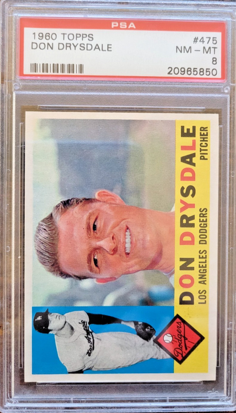 1960 Topps - Don Drysdale #475 PSA 8 NM-MT  LA DODGERS
