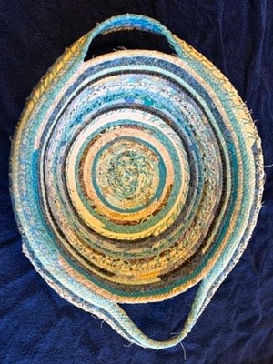 Boho Handwoven Coiled Basket With Handles
