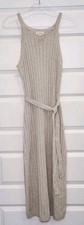 PROMESA Knit Tank Midi Dress Neutral Oatmeal Ribbed Texture Belted Waist Size M