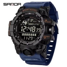 SANDA Mens Sports Watch Waterproof LED Digital Analog Military Outdoor watch