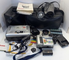 Vintage Camera Lot With Accessories Kodak Sony Canon Untested