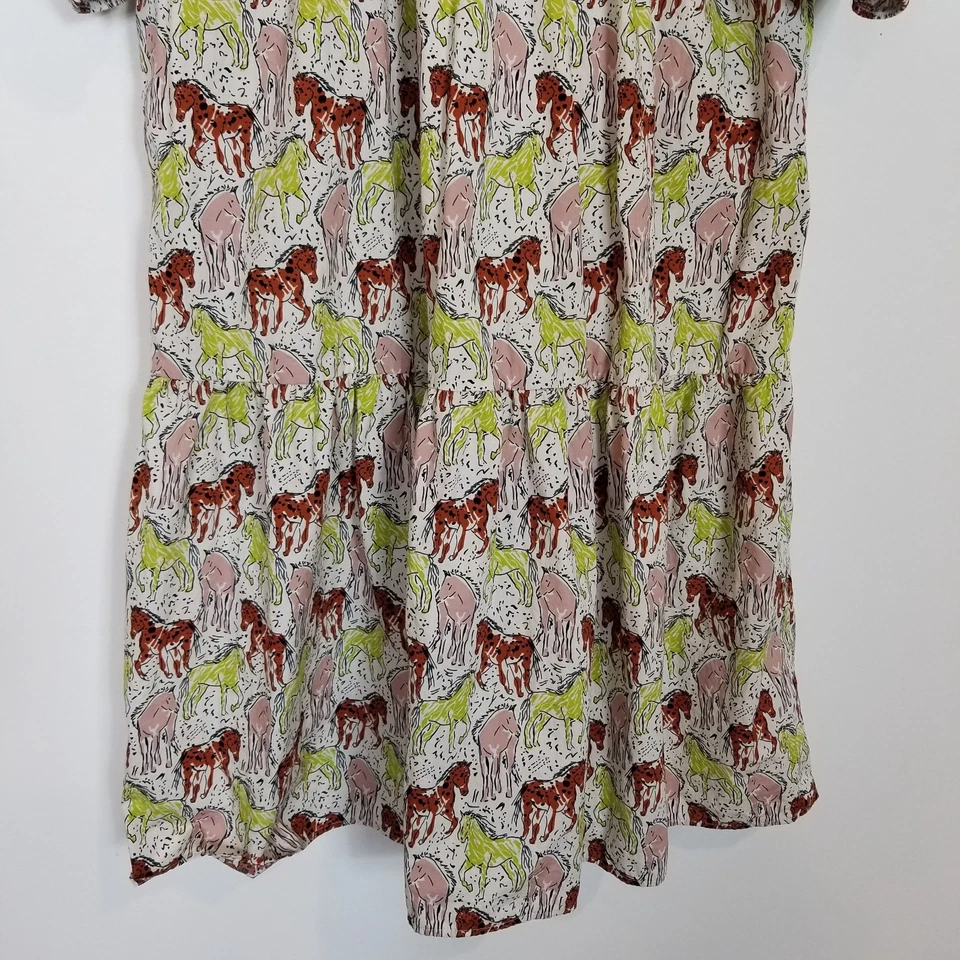 Vestido Camisa Anthropologie Maeve The Bettina Estampado Caballo Taupe En Niveles XS Pequeño Foto 4 de 4