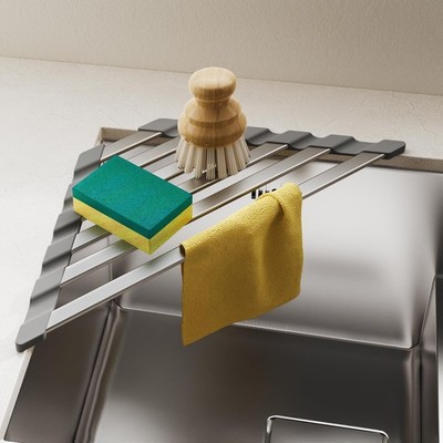 COOL-ANGLE Corner Sink Drying Rack, Triangle 16'' x 9.5'', Matte Gray