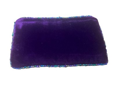 Coin Purse/Pouch- seed bead FLEUR DE LIS- velvet -dark purple