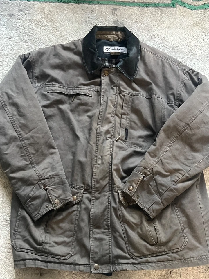 Columbia XL Мужская серый амбара пальто поле Chore шерсти с подкладкой куртка открытый карманы - Изображение 2 из 4