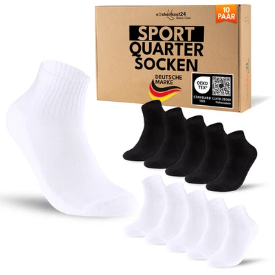 10-100 Paar Tennissocken Quarter Sportsocken Herren Damen Socken Baumwolle - Bild 1 von 4
