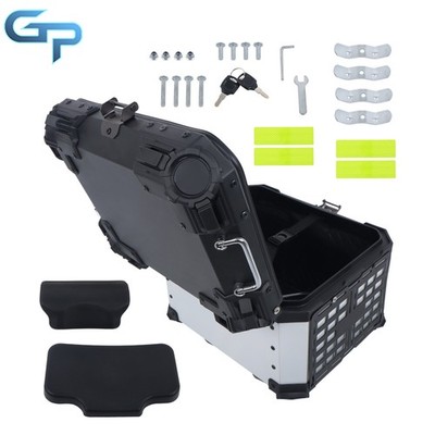45L Motorcycle Rear Top Case Aluminum Alloy Trunk Safety Lock Silver