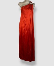 Stella McCartney Women's Orange Satin Embellished One-Shoulder Gown Dress Sz 46