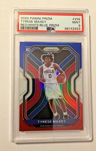 2020 Panini Prizm Tyrese Maxey Red/White/Blue Prizm #256 PSA 9