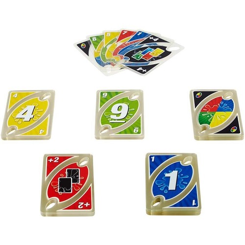 Juego de cartas UNO H2O - PVC perfecto juego de cartas familiar, impermeable transparente - Imagen 2 de 2