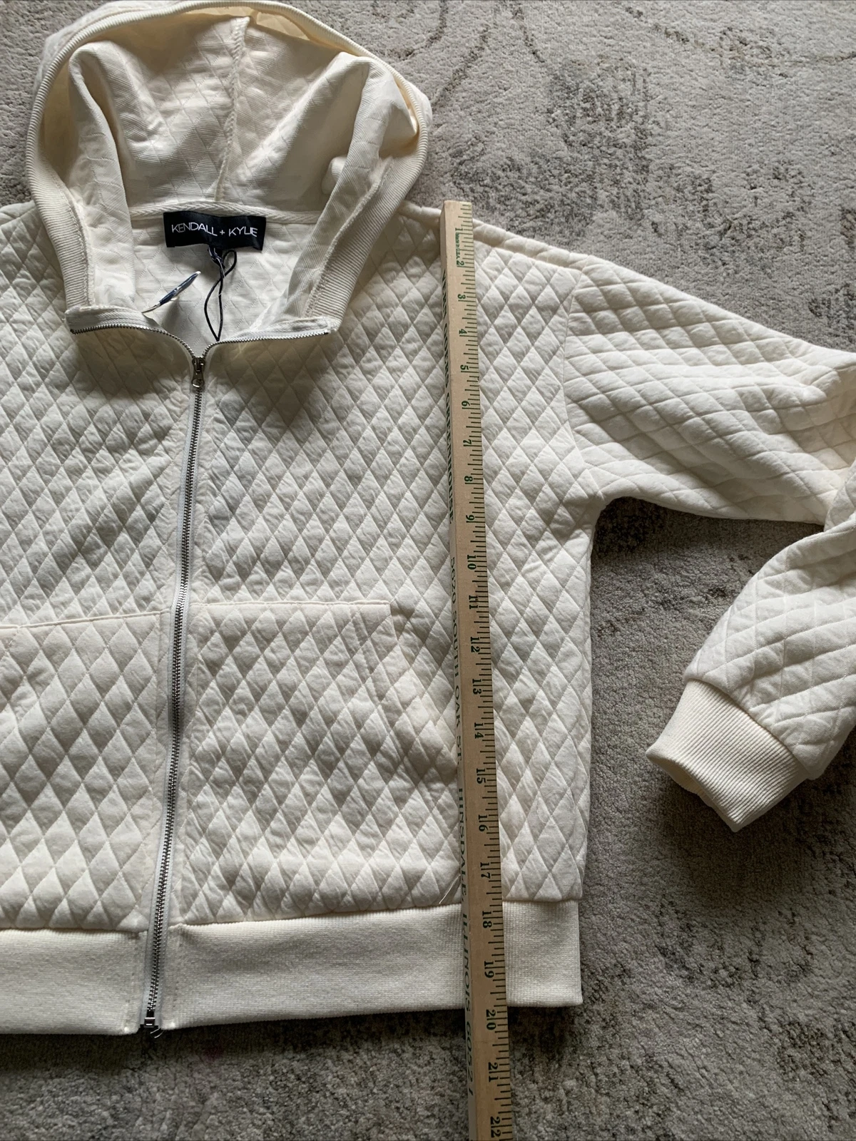 OFF WHITE kendall kylie felpa con cappuccio panna junior taglia large manica lunga nuova con etichetta