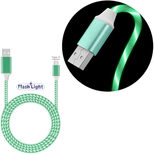 Flowing LED Lights USB-C (Type-C) Charge and Cable Charging Cable - Green - Picture 8 of 8
