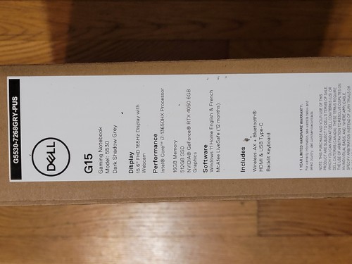 Dell G15 5530 15.6" FHD 360Hz i7-13650HX 512gb SSD 16GB RAM NVIDIA RTX 4050 - Picture 2 of 4