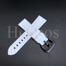 22 24 26 MM White Rubber Silicone Watch Band Strap Black Buckle Fits for Invicta