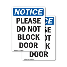(2 Pack) Please Do Not Block Door OSHA Notice Sign Decal Metal Plastic