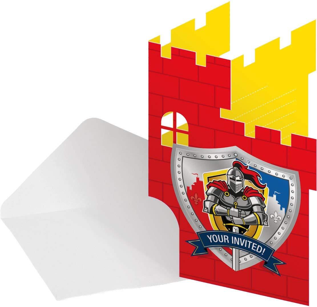 Folat 62860 Knight Invitation Cards – Pack of 8, Multi-Colour, 10 cm x 15 cm