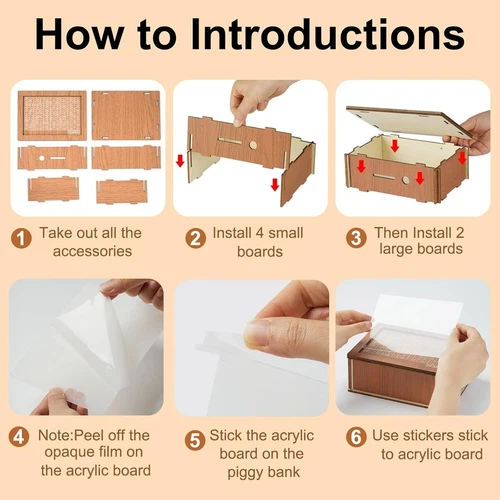 Wooden Money Bank With Counter Money Piggy Bank 10000 Saving Challenge Save Box - Picture 5 of 7