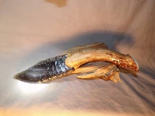 Large Subtle Sheen Obsidian Bowie Knife Flint Knapping Black Powder COA