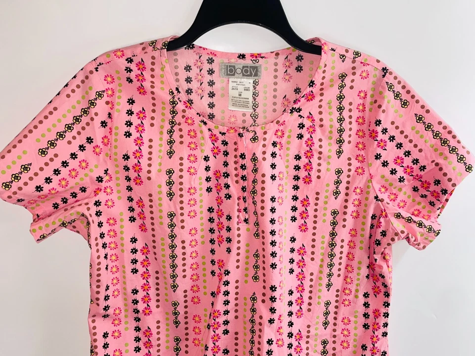 Cherokee Body Medical Scrub Top Medium Women Stretch Pink Zipper & Pockets - Image 2 of 4