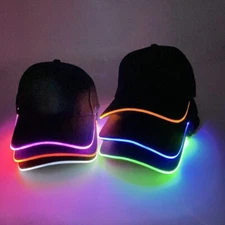 LED Light STRIP  Baseball Cap Hat Glow Brim Night Party Adjustable - Running