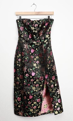 knee length dresses for ladies The Genevieve Black Jacquard Strapless Midi Dress - All Dresses main image 1