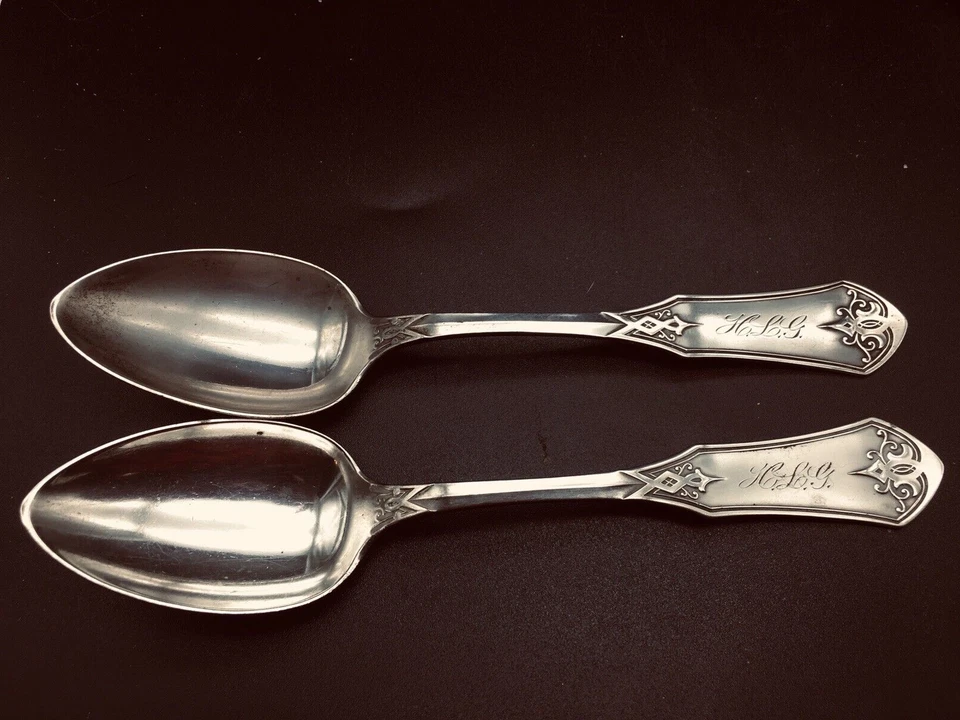 Pair of Mclene & Herron (1864-1872) Coin Silver spoons..Indianapolis, Indiana - Image 3 of 4