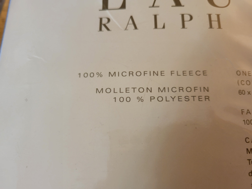 NWT Lauren Ralph Lauren Microfine Fleece TWIN Blanket - White 60x90 - Picture 7 of 7