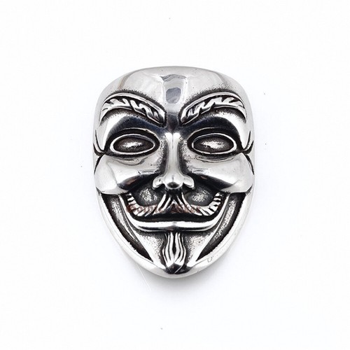 Mens Large V Guy Fawkes Mask Stainless Steel Pendant Gunpowder Plot For Vendetta - Picture 7 of 14