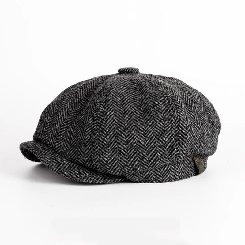 Classic Newsboy/Cabby Herringbone Hat Wool Blend Golf Cap Men